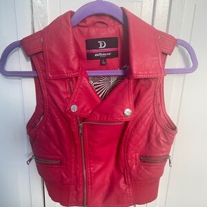 Red leather vest